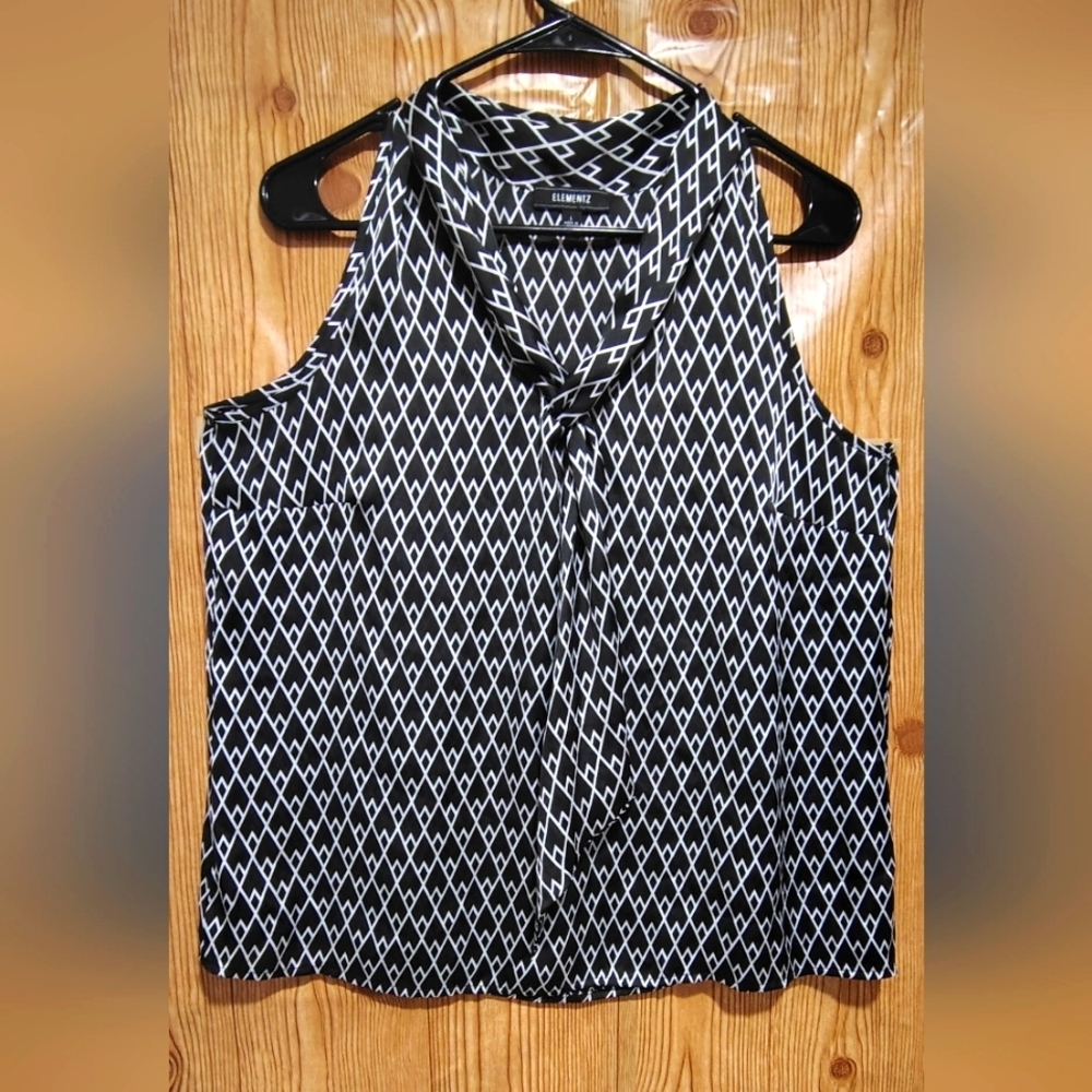 Elementz Monochrome Diamond Pattern Blouse